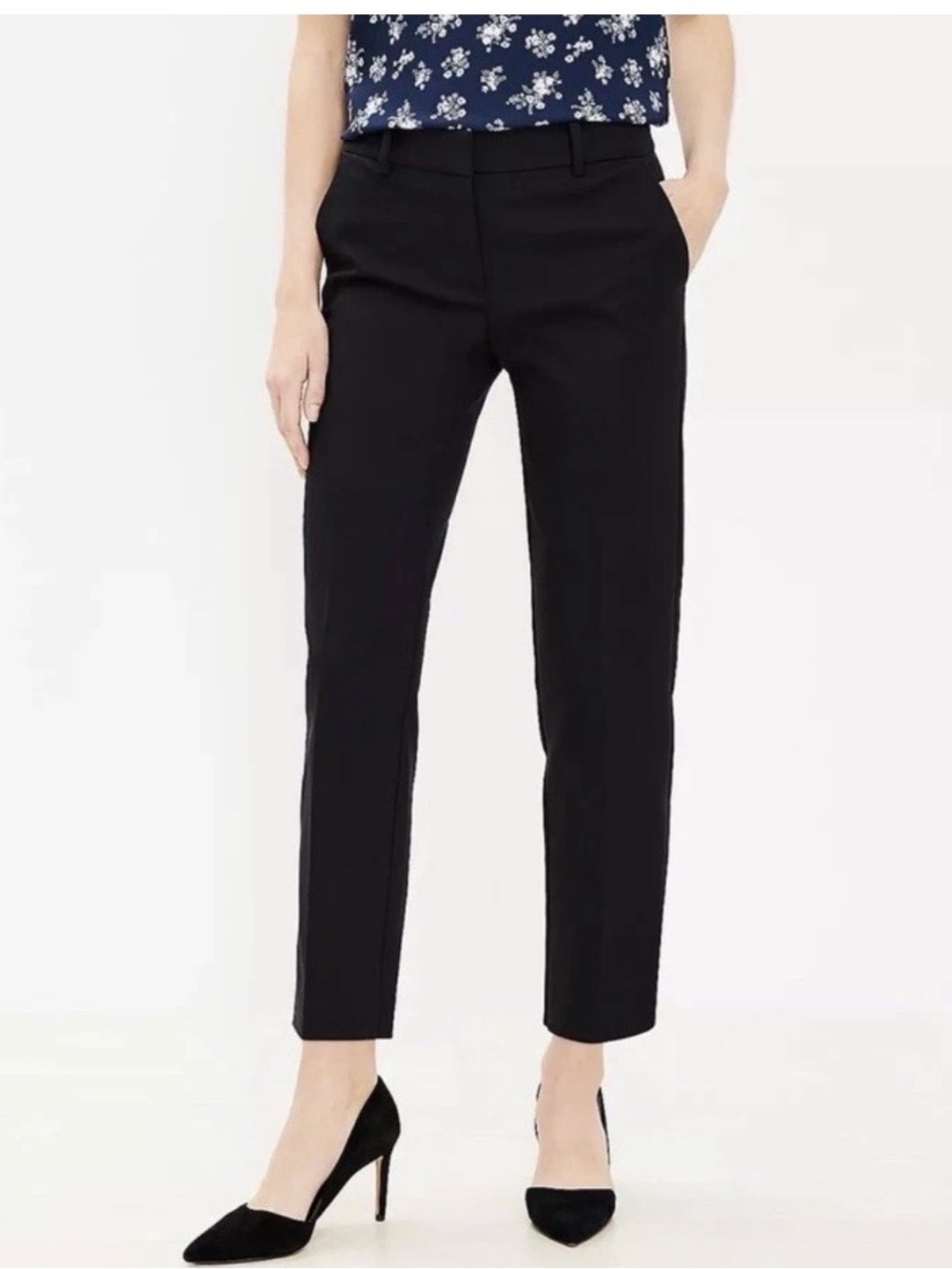 LOFT Black Riviera Cropped Slim Ankle Pants